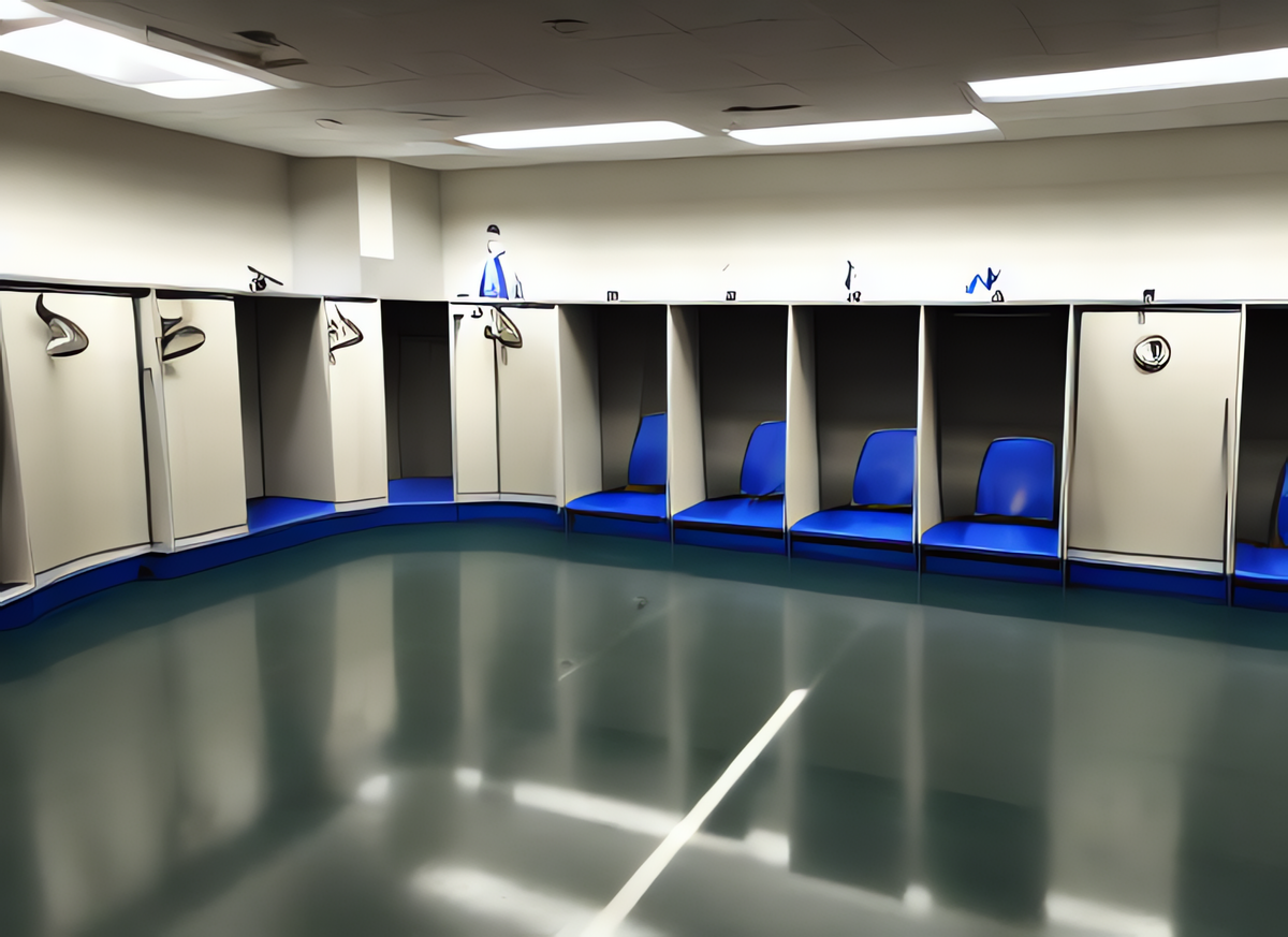 Cleaning a professional hockey team's locker room with sage and mops, Constructivist, Dynamic Lighting