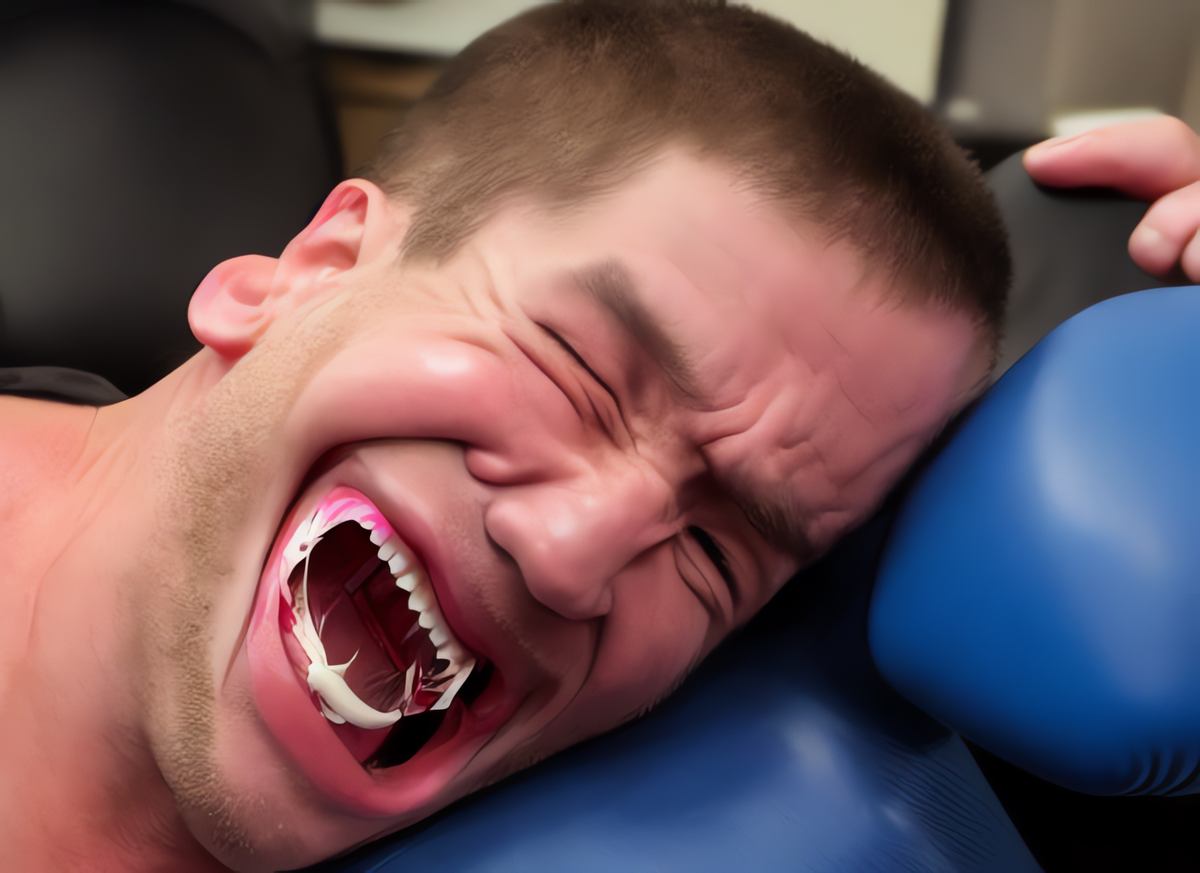 A man who needs to get all his teeth replaced after getting sucker punched. 